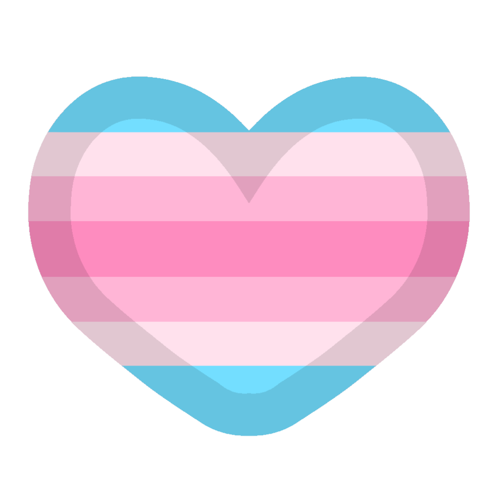 A heart with the colours of the transfem pride flag with a slightly darkened outline